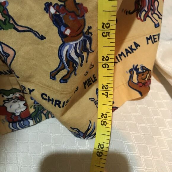 Kahala Hawaiian Men's Christmas Santa Short Sleeve Shirt Hula Girls Reindeer Med - Picture 11 of 12